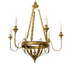 Milano Italian Six-Arm Giltwood and Gilt-Metal Chandelier by Randy Esada Designs