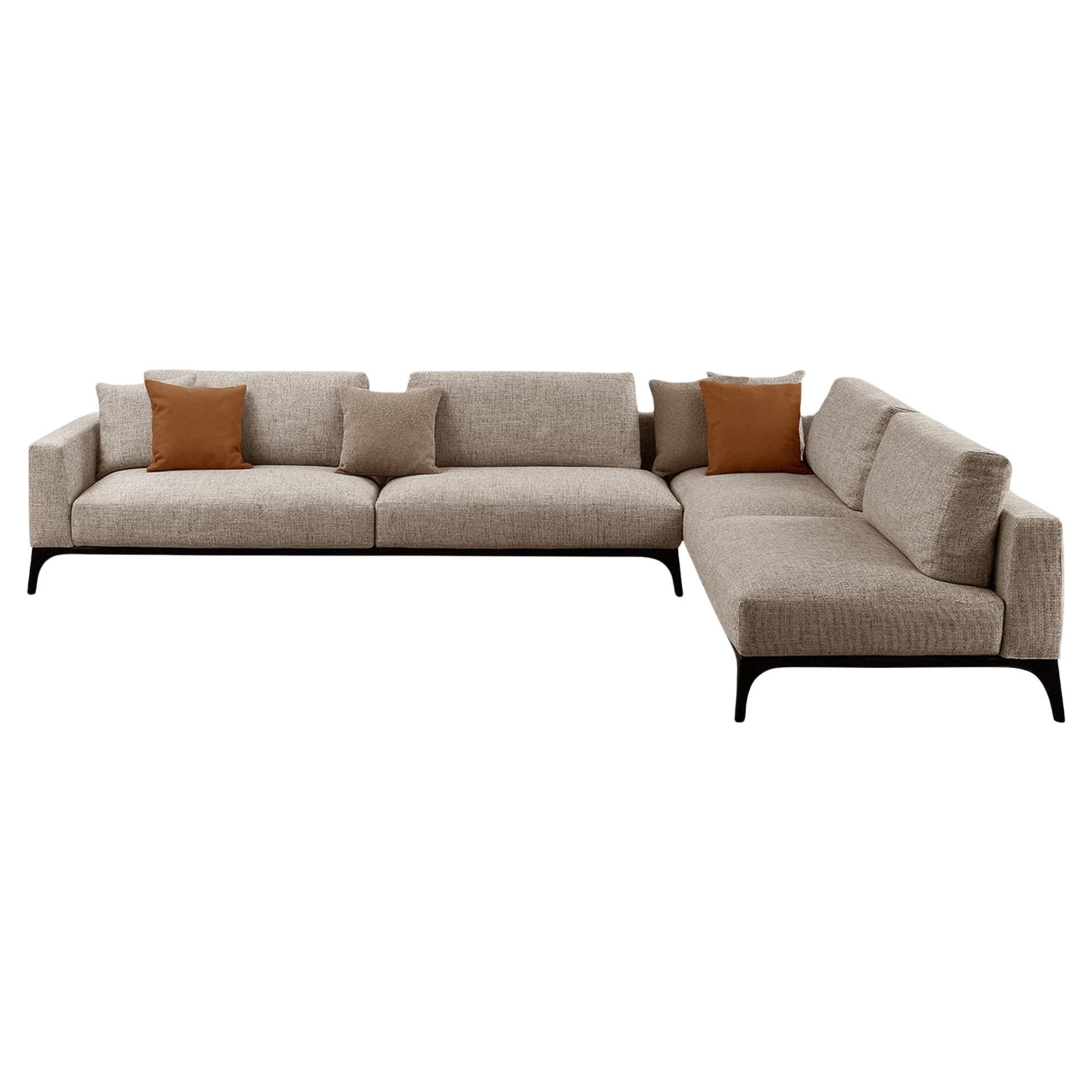 Milano Pillow Angular Beige Sofa For Sale