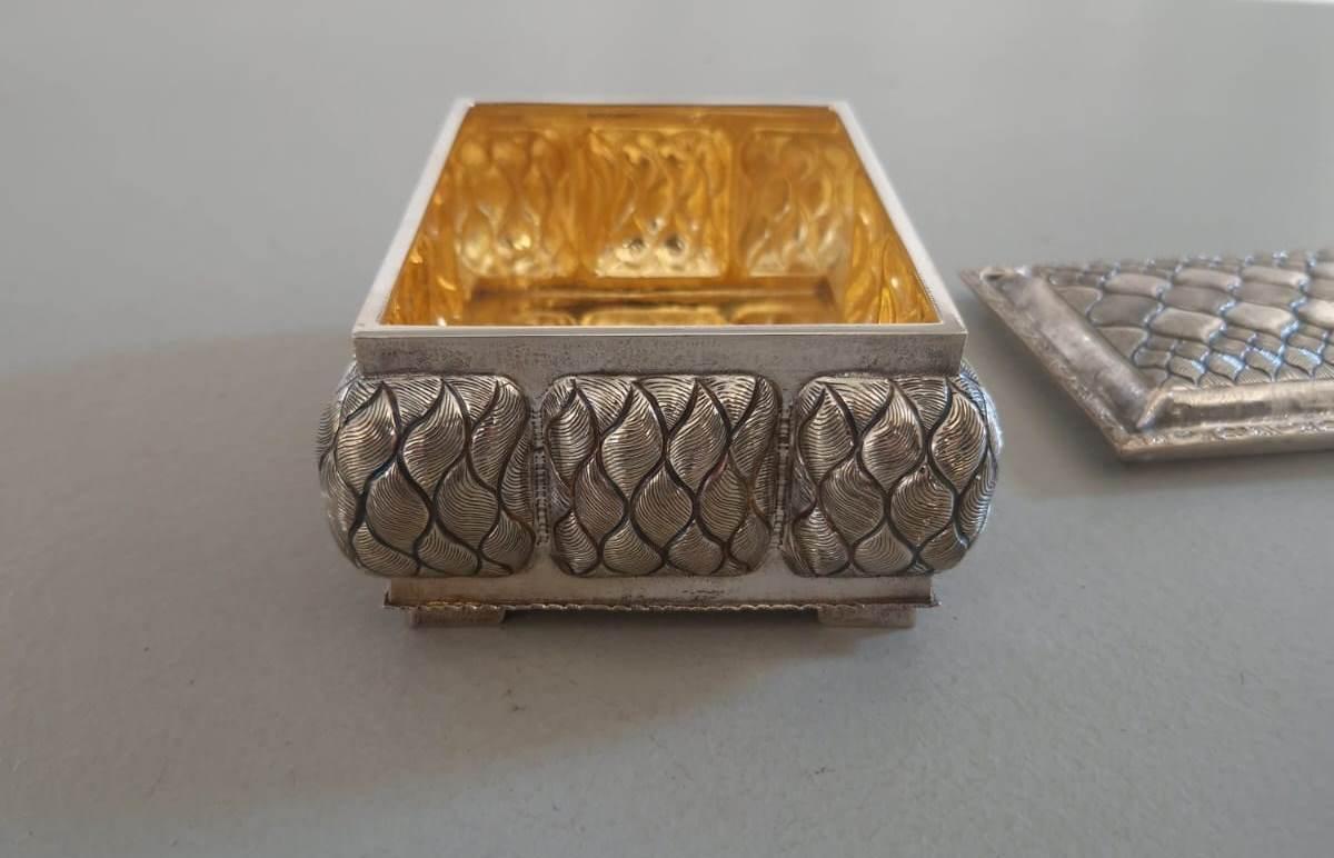 Art déco Boîte à trésors en argent sterling de Milan en vente