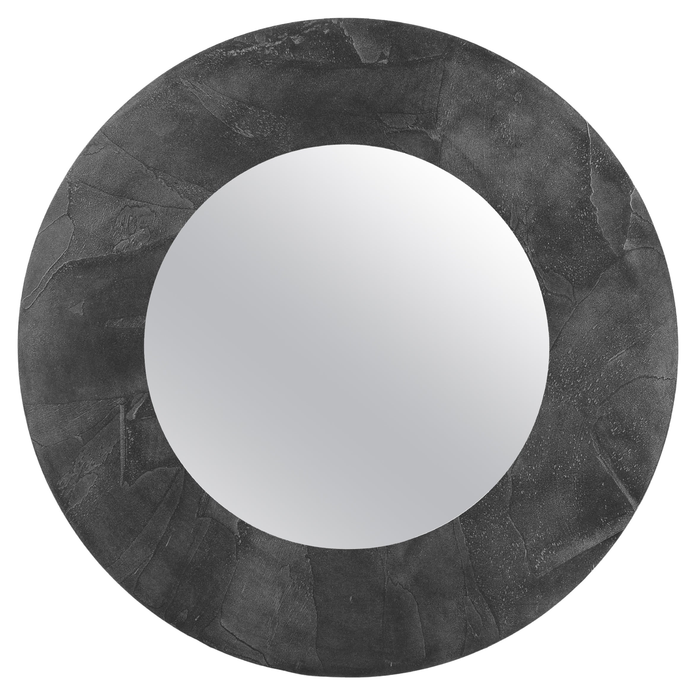 Milano Stone Graphite 1250 Round Frameless Mirror by Disain1971 For Sale