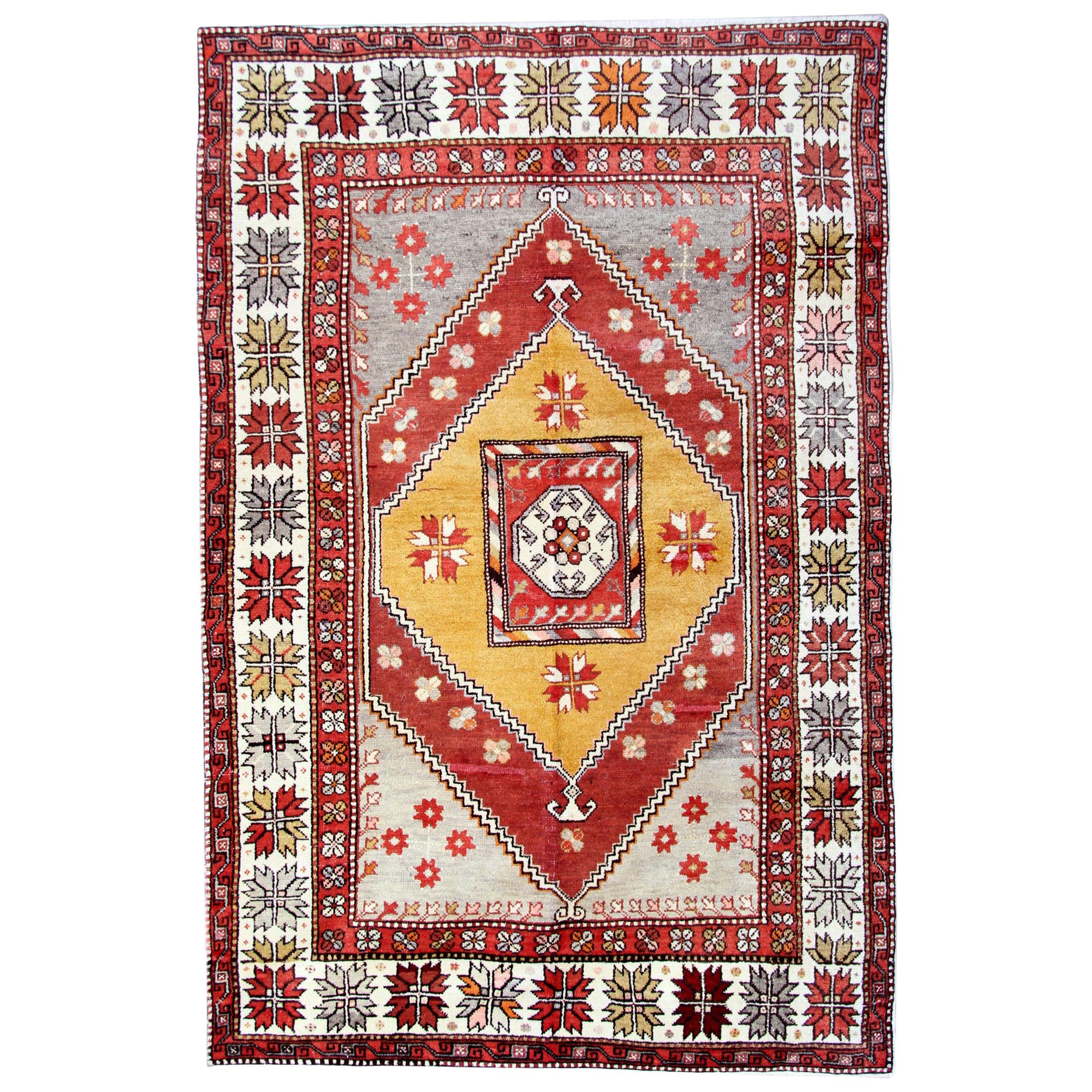 Milas Antique Rugs, Turkish Rug Yellow Handmade Carpet Oriental Rugs
