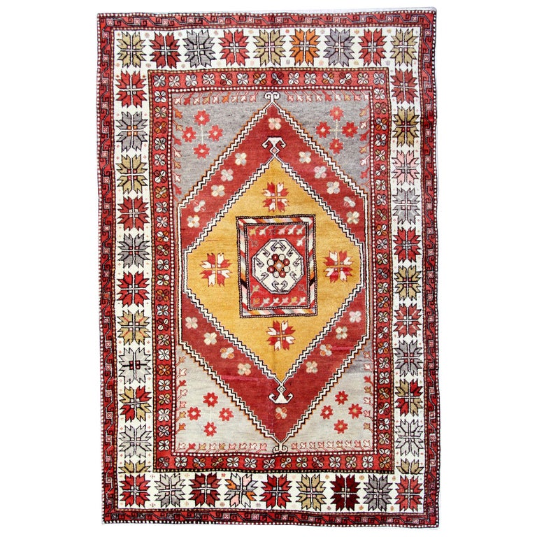 Milas Antique Rugs, Turkish Rug Yellow Handmade Carpet Oriental Rugs ...
