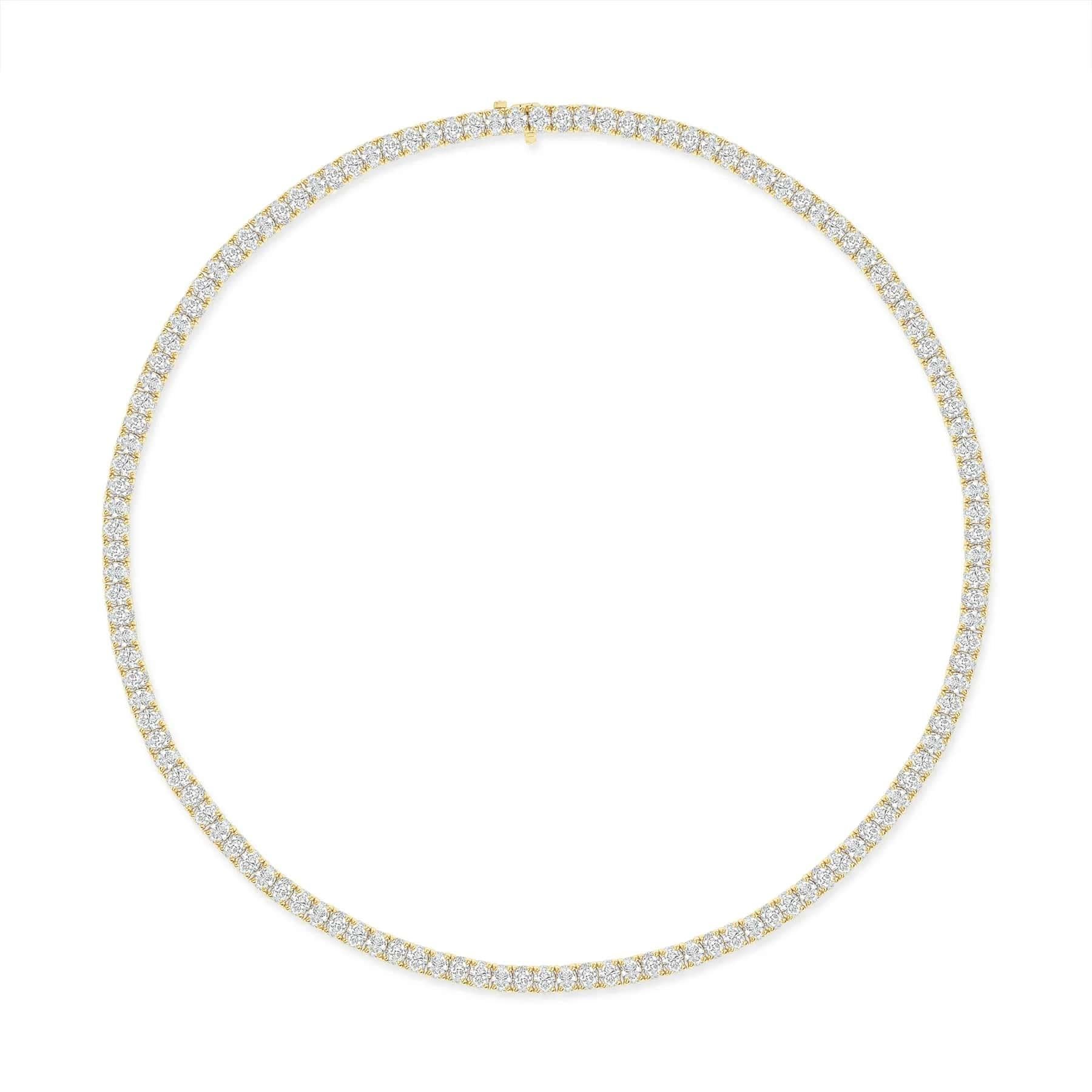 Diamond Round Cut 18k Gold Tennis Necklace For Sale 1