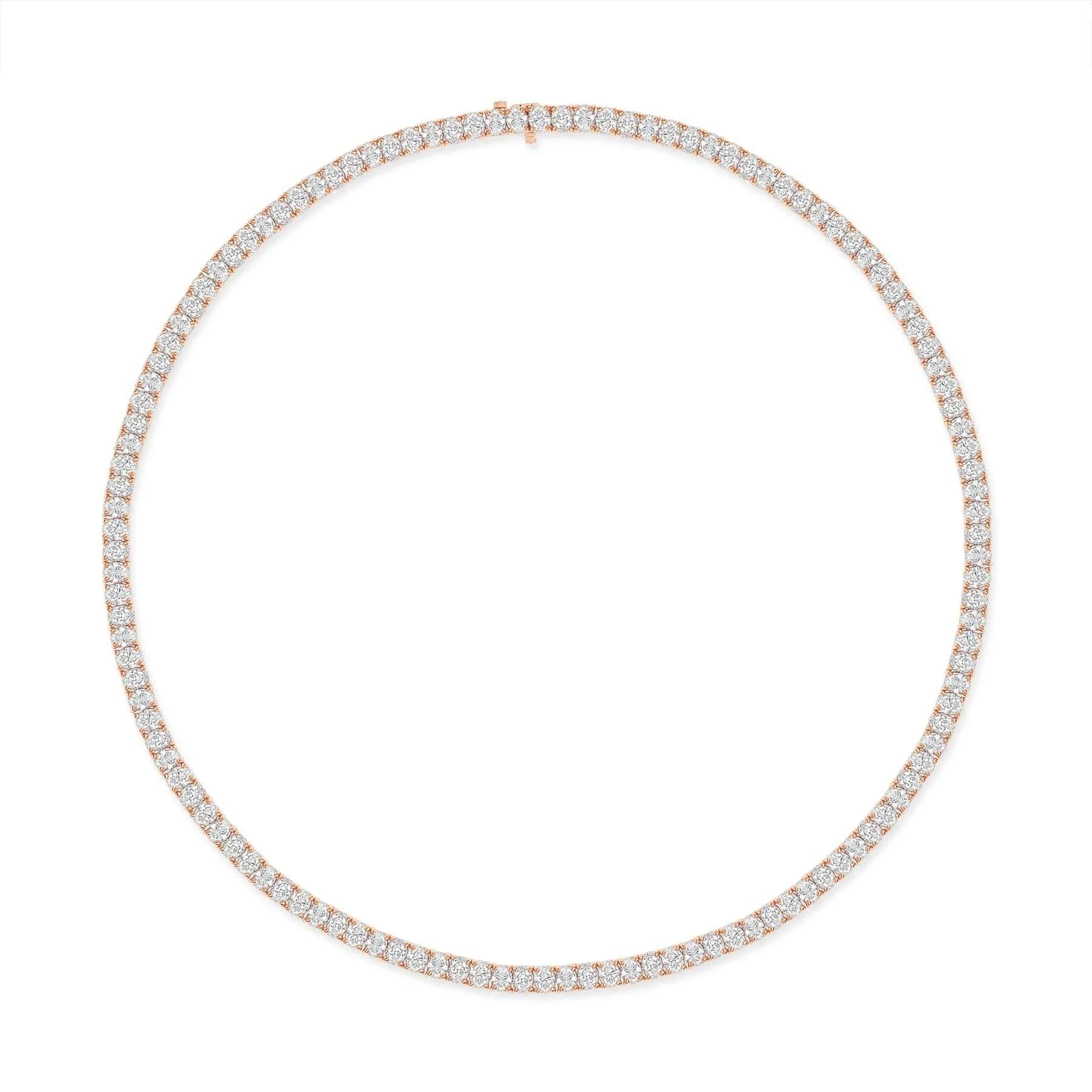 Diamond Round Cut 18k Gold Tennis Necklace For Sale 2