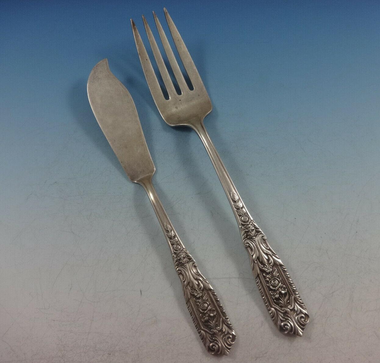 Metà XX secolo Set di posate in argento Sterling Milburn Rose by Westmorland 12 Servizio 93 Pezzi in vendita