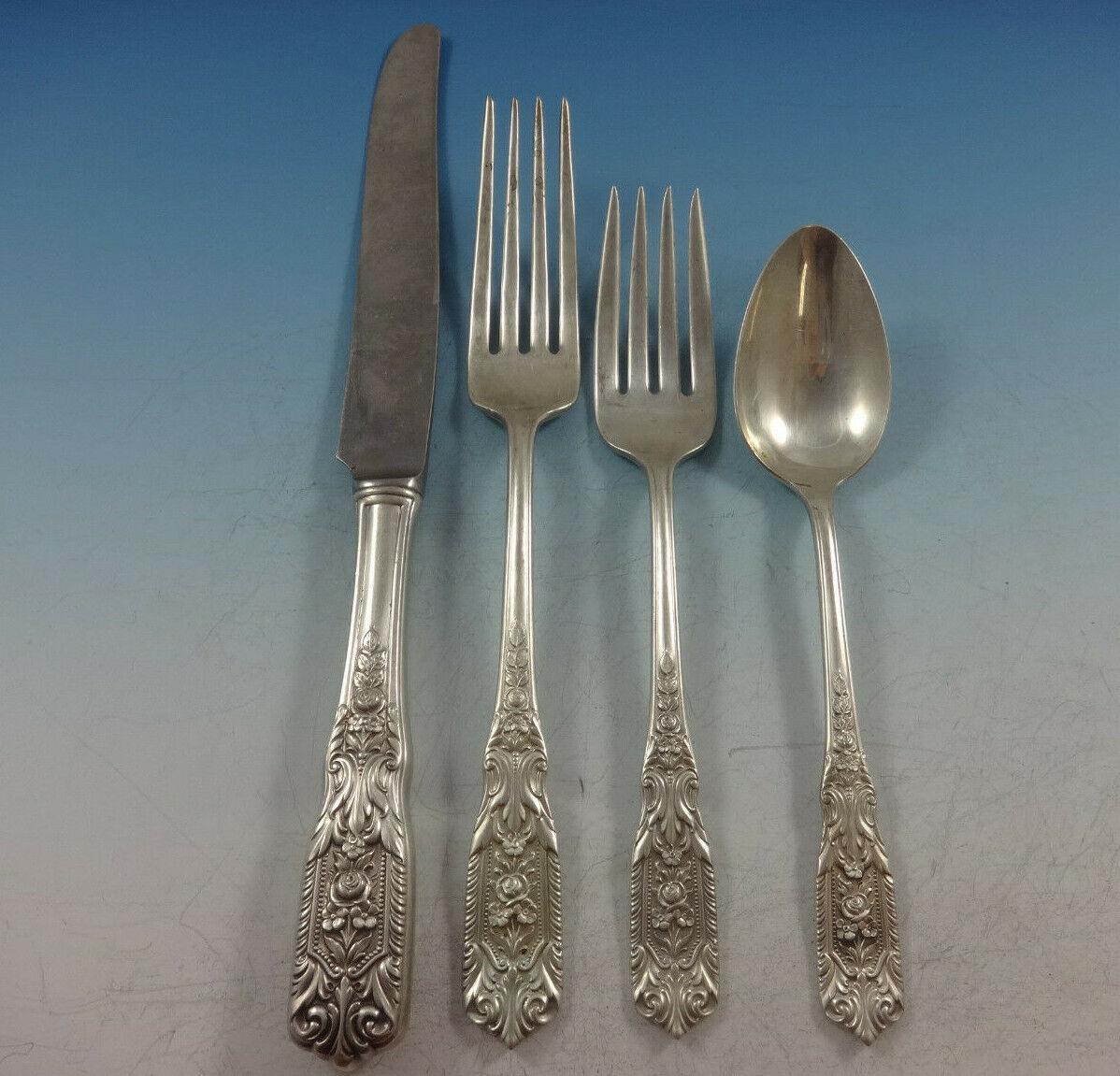 Set di posate in argento Sterling Milburn Rose by Westmorland 12 Servizio 93 Pezzi in vendita 4