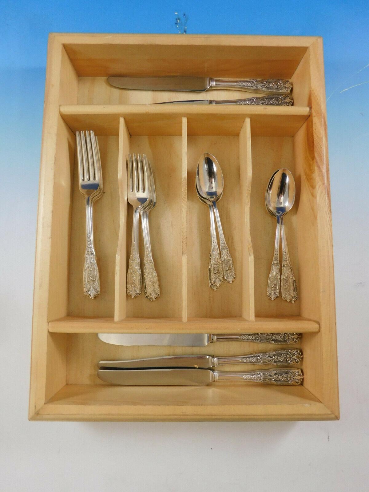 Milburn Rose by Westmorland Sterling Silver flatware set, 24 pieces. This set includes:

6 knives, 9