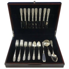 Vintage Milburn Rose by Westmorland Sterling Silver Flatware Set for 8 Service 36 Pieces