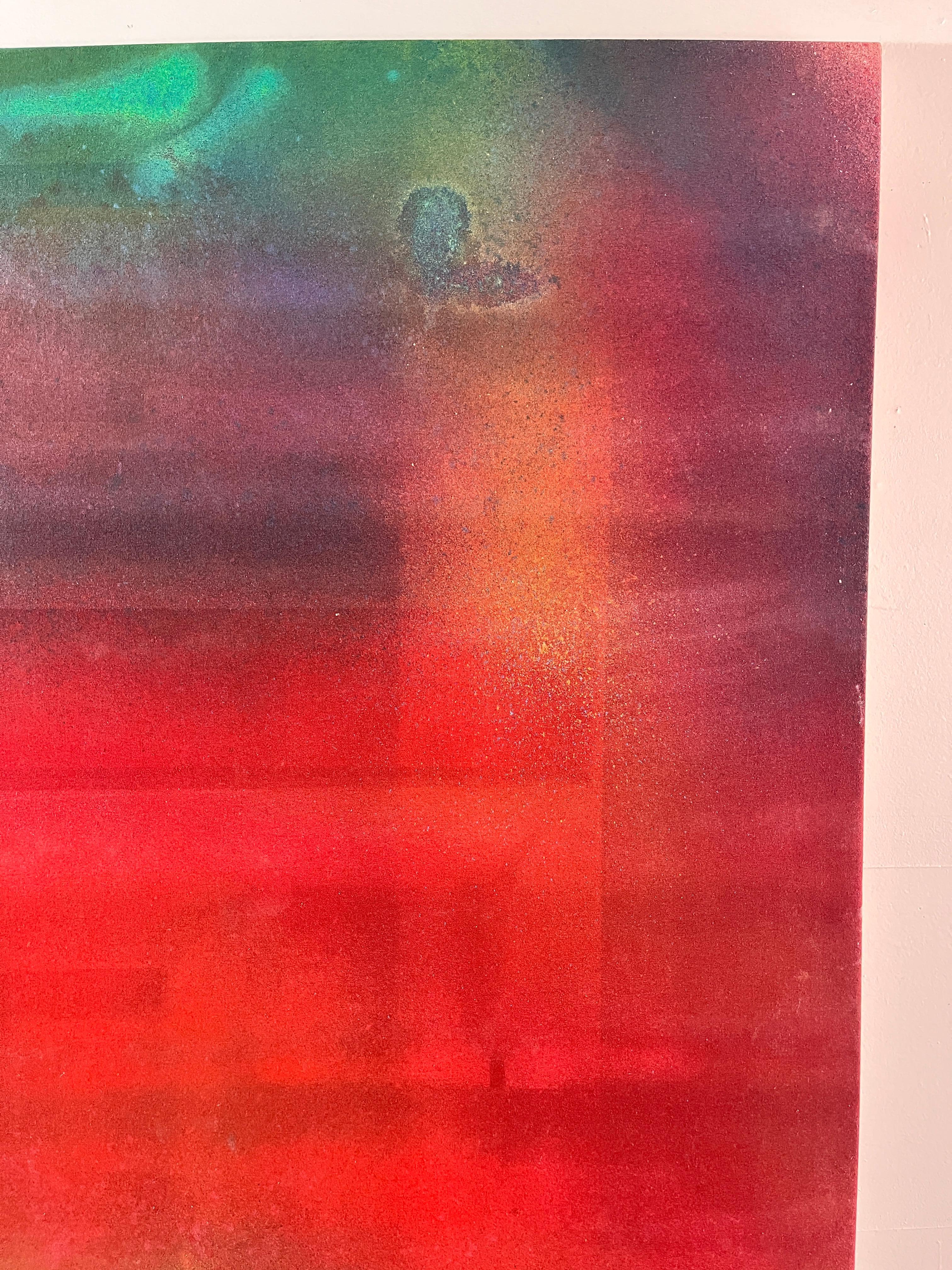 1969 Monumentale rosso astratto Milburn & Smith - Painting Astratto di Milburn Smith