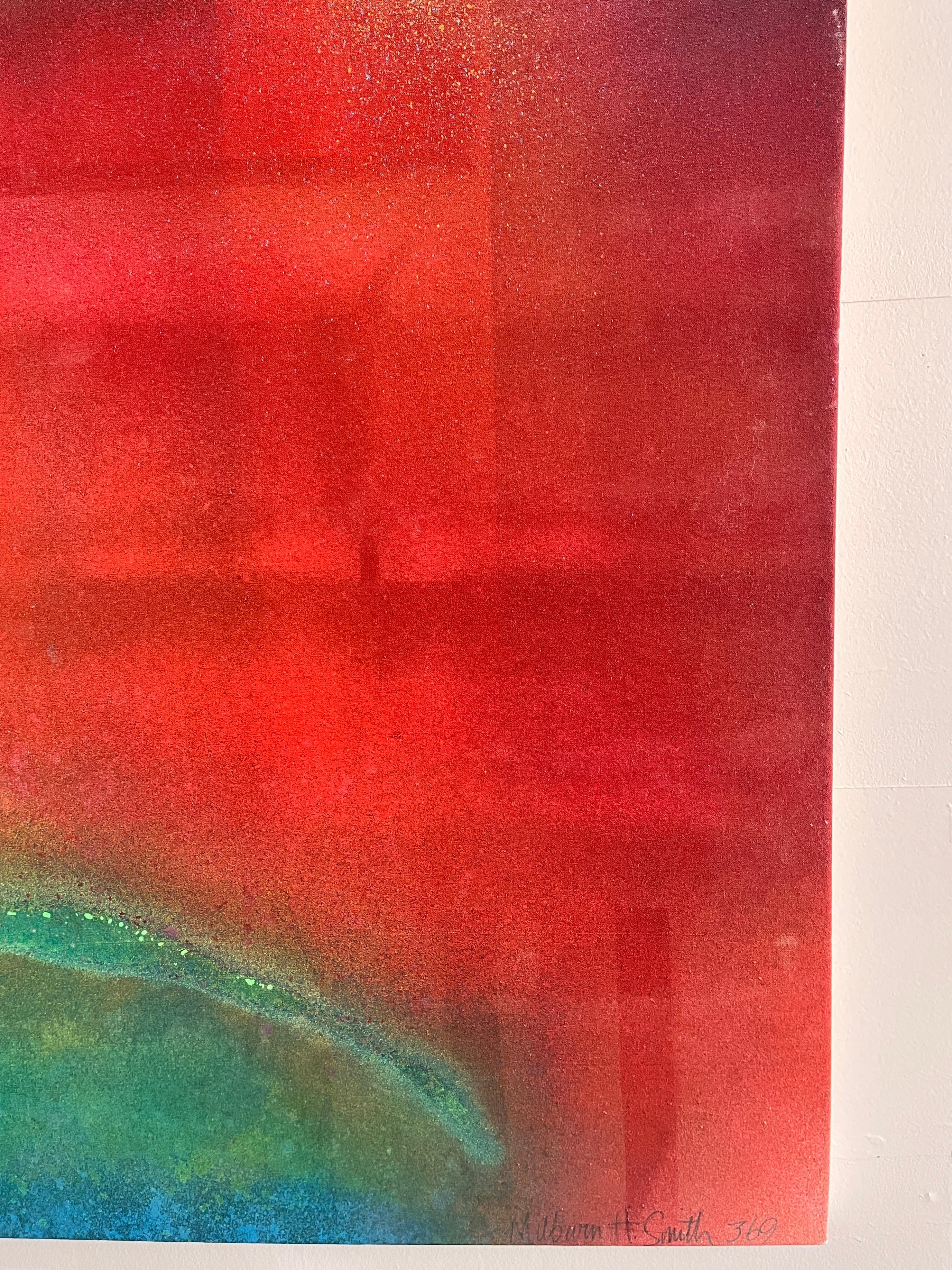 1969 Monumentale rosso astratto Milburn & Smith - Abstract Painting Rosso di Milburn Smith
