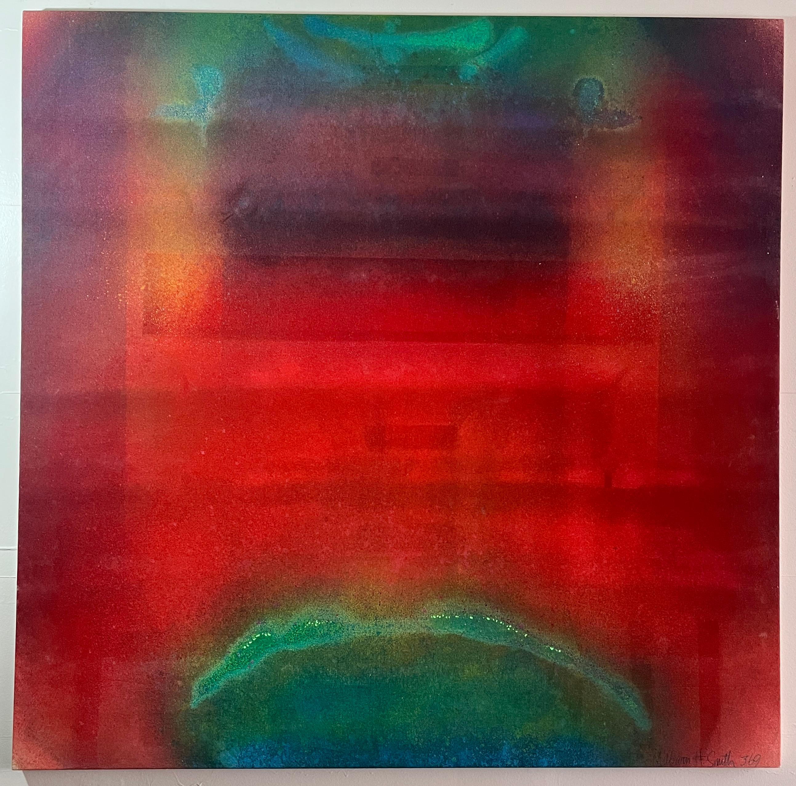 Abstract Painting di Milburn Smith - 1969 Monumentale rosso astratto Milburn & Smith