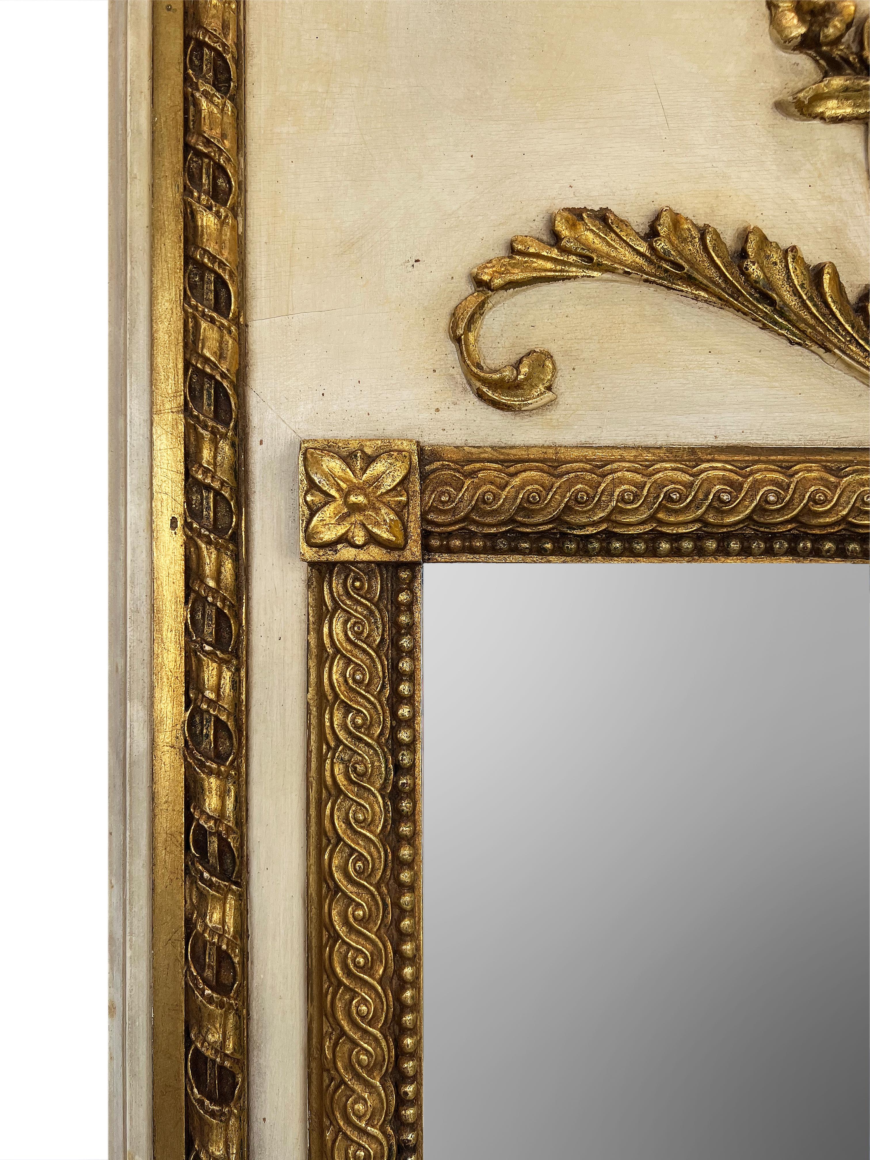 Italian Milch & Son Neoclassical Giltwood Trumeau Style Mirror, 1960s, Italy