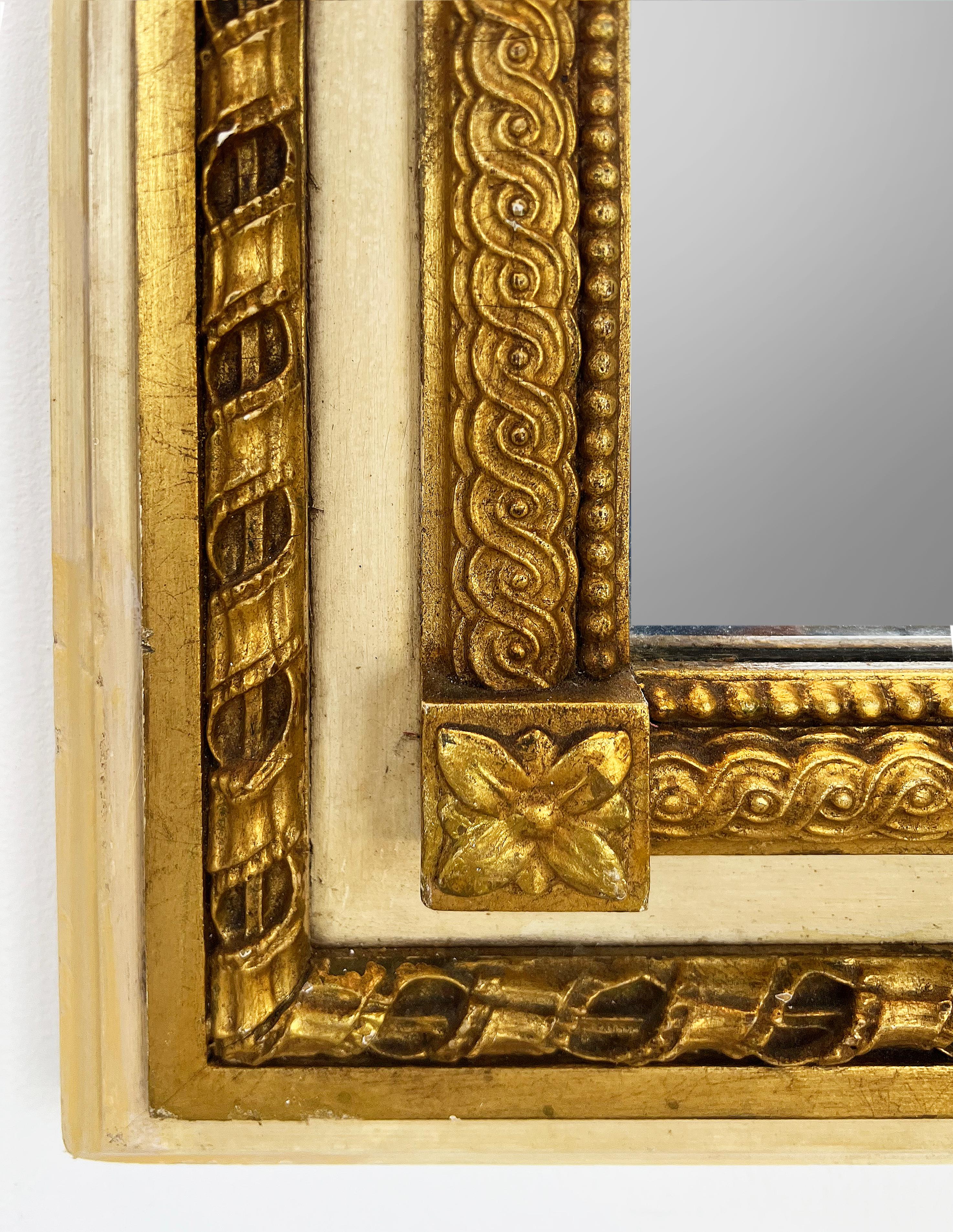 Hand-Painted Milch & Son Neoclassical Giltwood Trumeau Style Mirror, 1960s, Italy