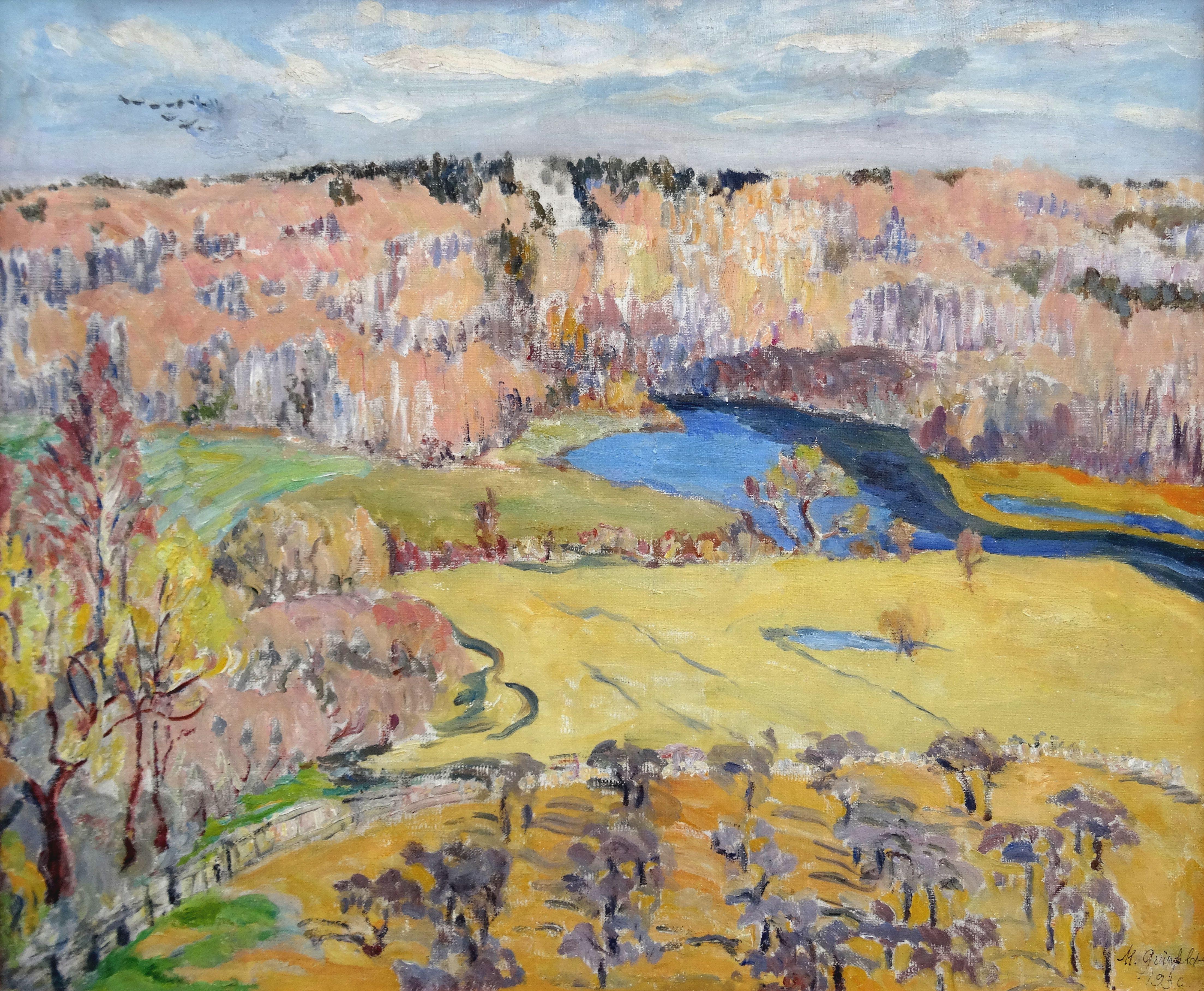 Milda Grinfelde Landscape Painting - Autumn landscape  1930, oil on canvas, 40x60 cm