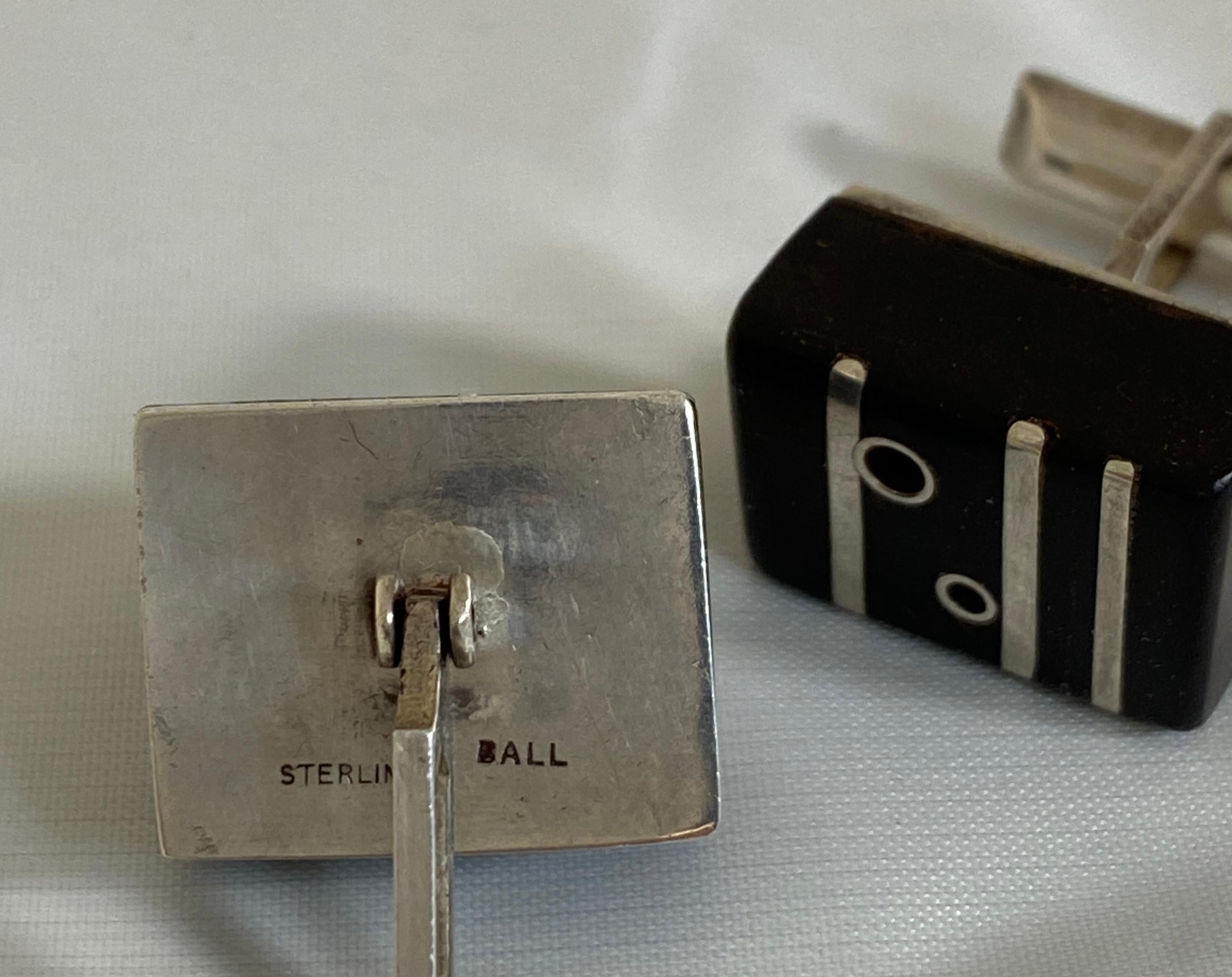 Mildred Ball Jewelry Cufflinks and Tie Tack Pin In Excellent Condition For Sale In South Charleston, WV