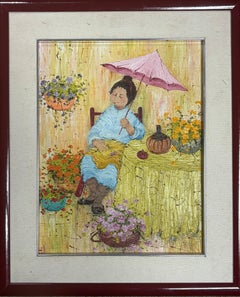“Woman with pink umbrella”