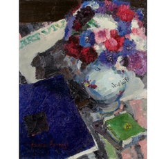 Still Life (with Book), Oil on Canvas Painting by Mildred Bendall, 1925 circa