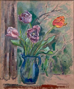 "Floral Still Life" Post-Impressionist Interior Oil Painting on Canvas Framed