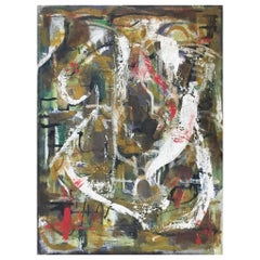 Mildred Hurwitz, Abstract Composition, Oil on Canvas Painting, circa 1950s