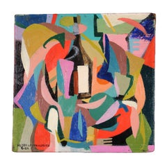 Mildred Hurwitz Nature morte avec bouteille Huile sur toile moderne signée encadrée, 1952