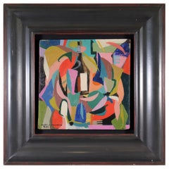 Mildred Hurwitz Nature morte avec bouteille Huile sur toile moderne signée encadrée, 1952