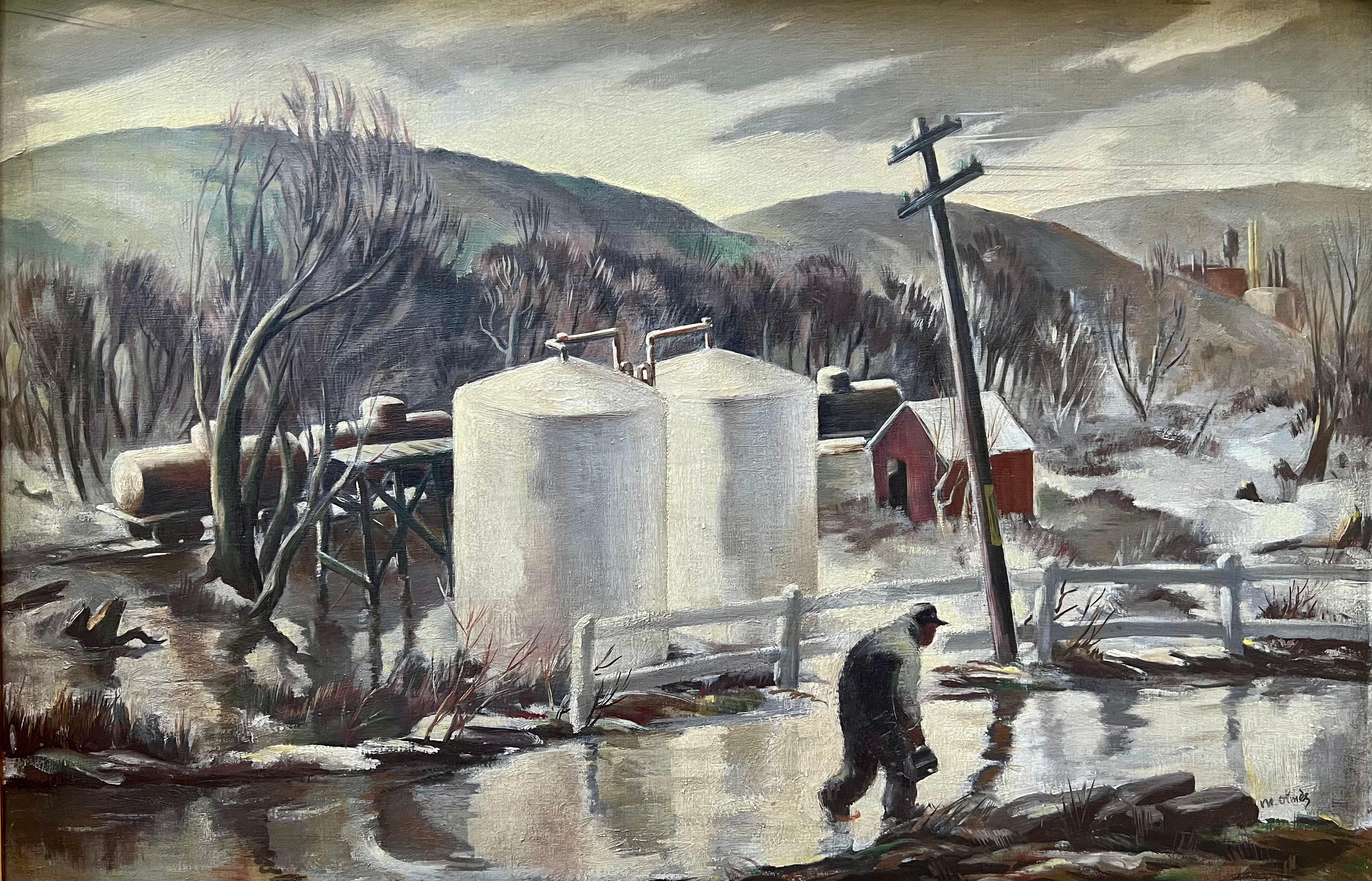 Mildred Olmes Landscape Painting – Lonely Road (vielleicht auch als The Road Home bekannt)