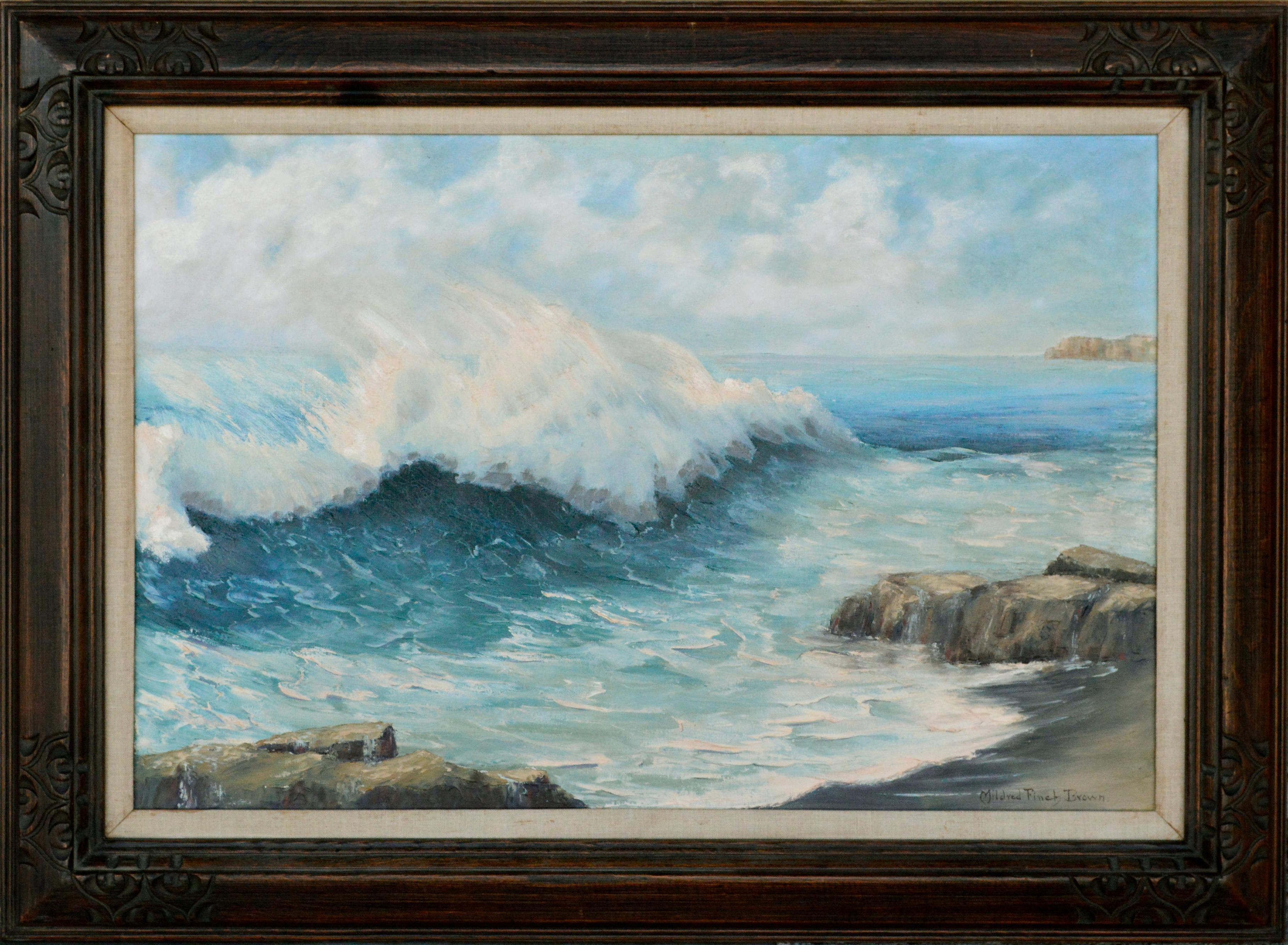 Mildred Ruth Finch Brown Landscape Painting - Mid Century Laguna Beach, California Seascape -- "Wind and Wave"