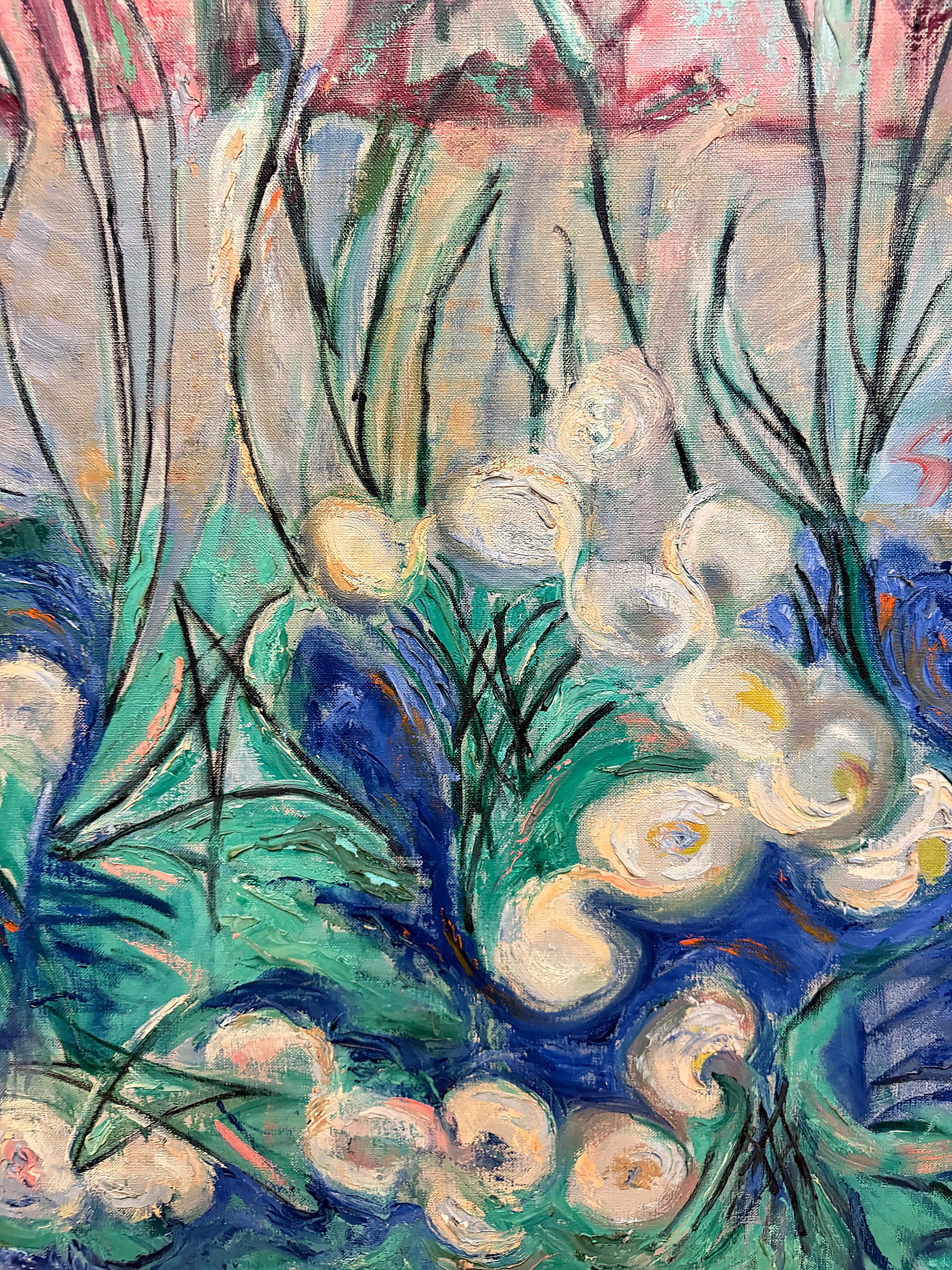 Mildred Tommy Atkin Abstrakte Blumen aus der Mitte des Jahrhunderts  Malerei (Leinwand) im Angebot