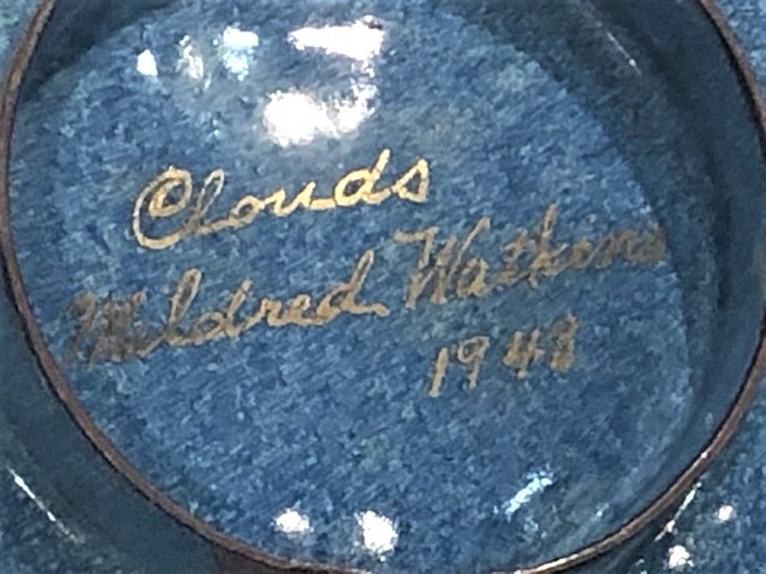 Enameled Mildred Watkins, ‘Clouds’, Enamel on Copper Decorative Plate, 1948 For Sale