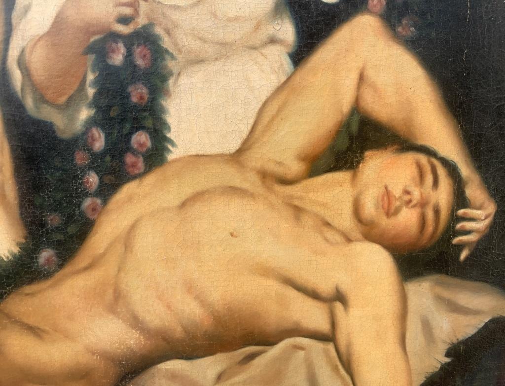 Follower of Emile Bin - 19th-20th century figure painting - Pan’s Slumber For Sale 3