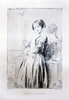 Ritratto della contessa d'Haussonville – Incisione di Émile Friant – Fine del XIX secolo
