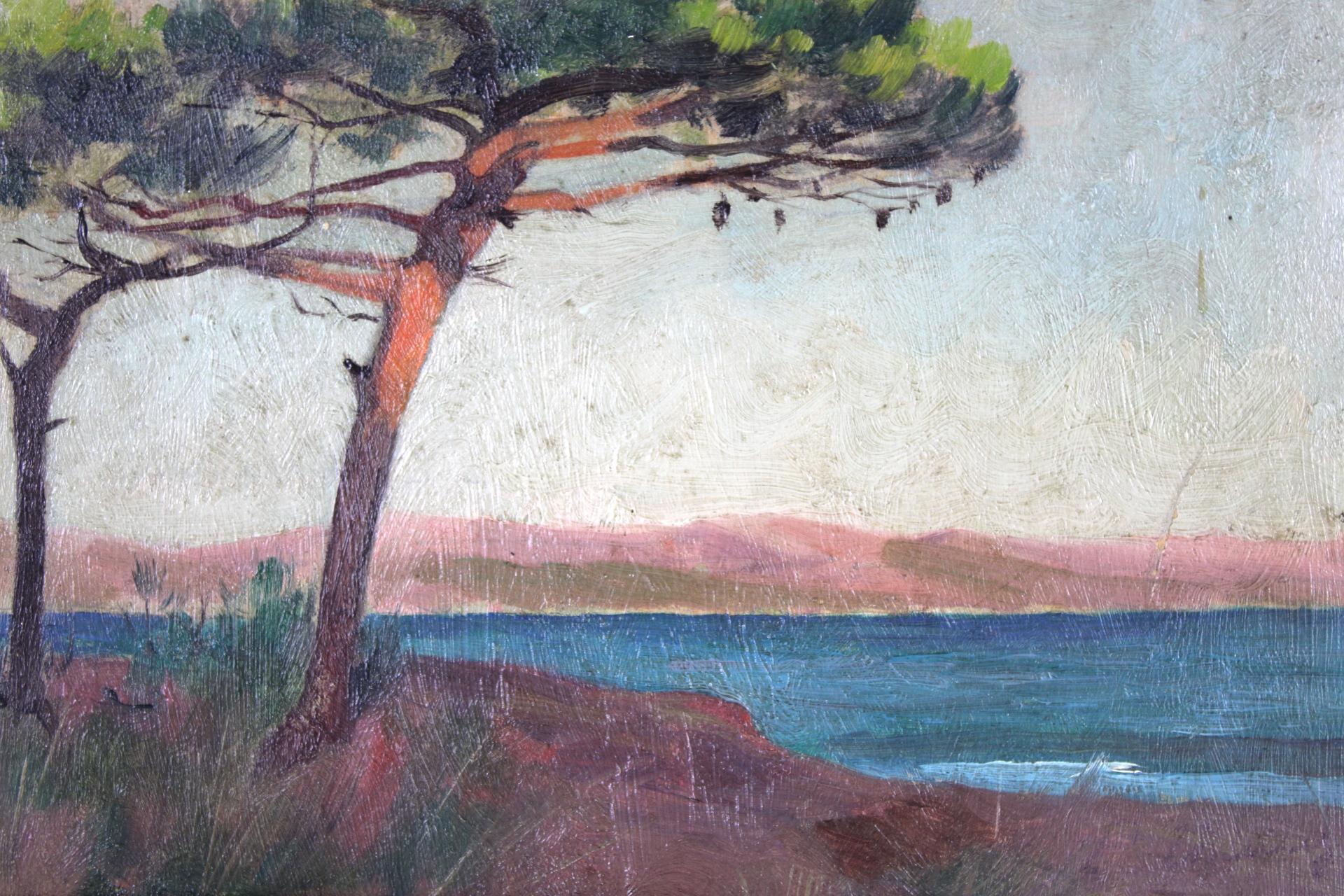 Pine Trees, Original Oil on Panel, Impressionist Émile Louis Thivier (1858-1922) For Sale 1