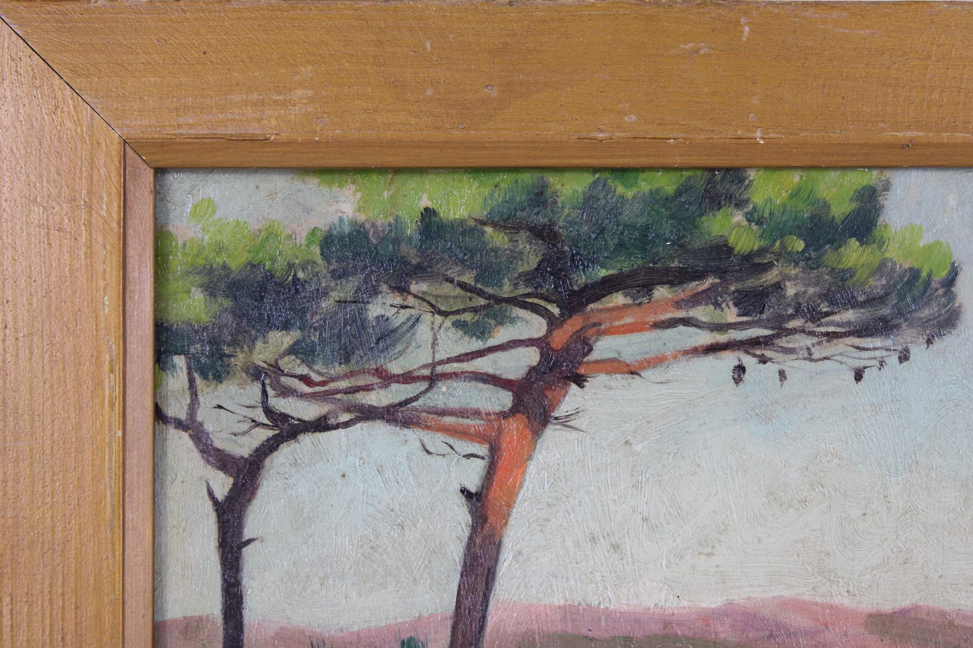 Pine Trees, Original Oil on Panel, Impressionist Émile Louis Thivier (1858-1922) For Sale 3