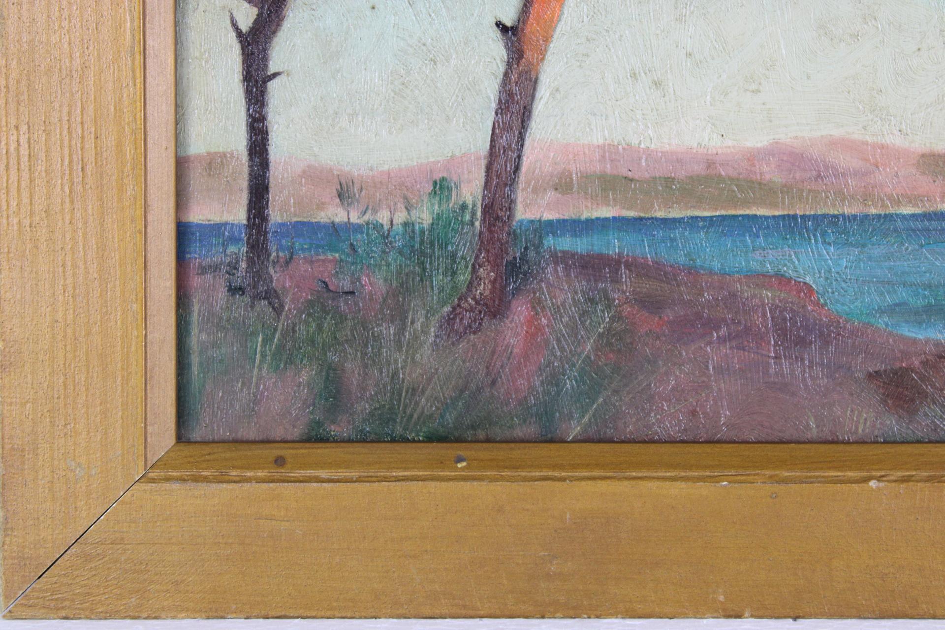 Pine Trees, Original Oil on Panel, Impressionist Émile Louis Thivier (1858-1922) For Sale 5