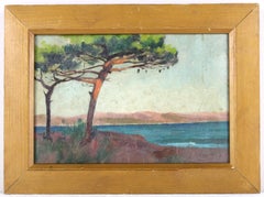 Pinos, Óleo original sobre tabla, Impresionista Émile Louis Thivier (1858-1922)