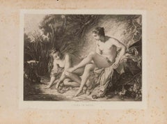 Diana au Bain - Etching by Émile Médard - 19th Century