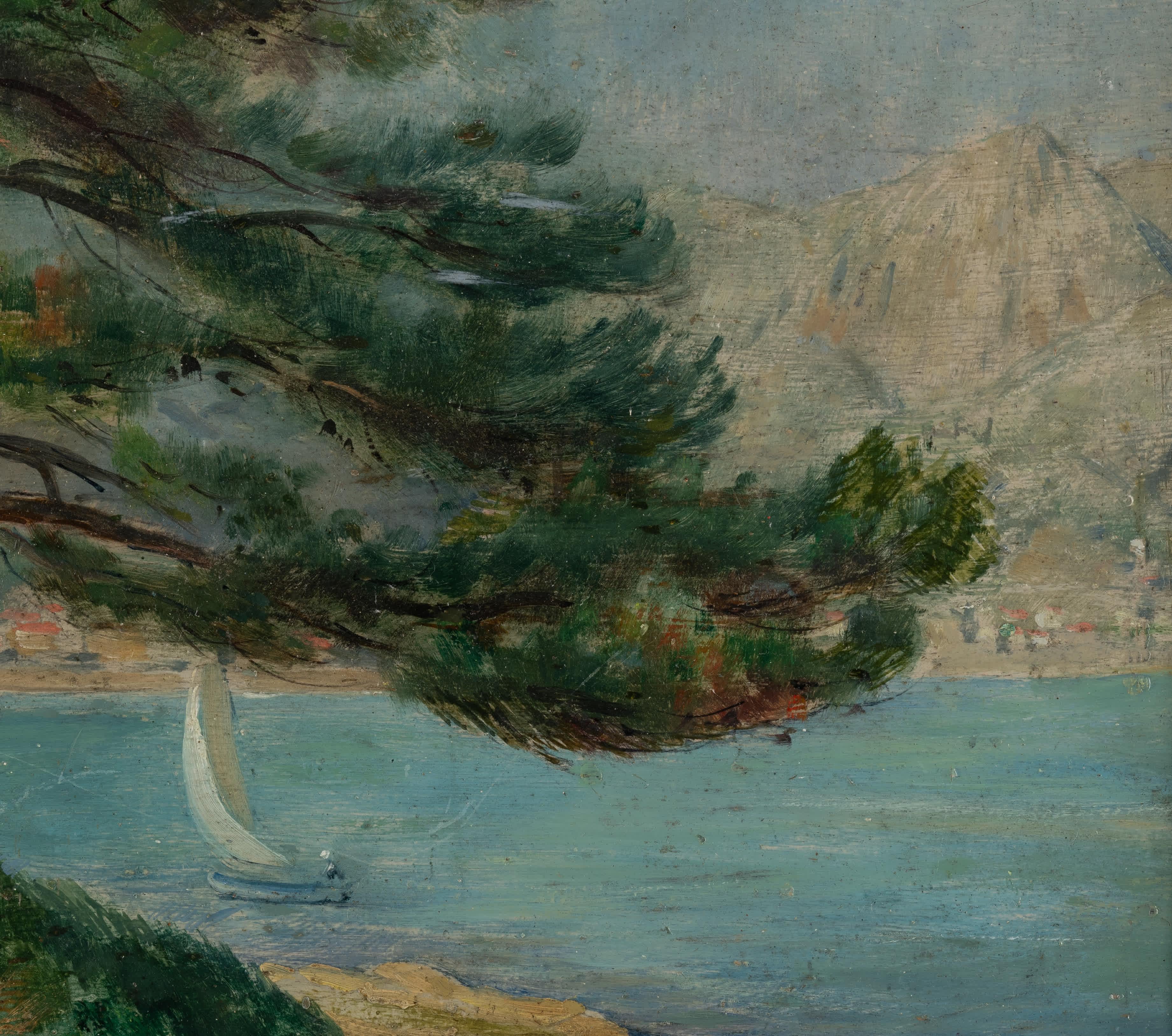 Segelboot an der Küste (Expressionismus), Painting, von Émile-Victor-Augustin Delobre