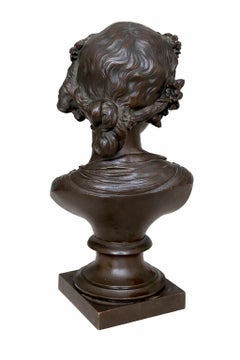 19th Century French Bronze Bust Of a Young Woman