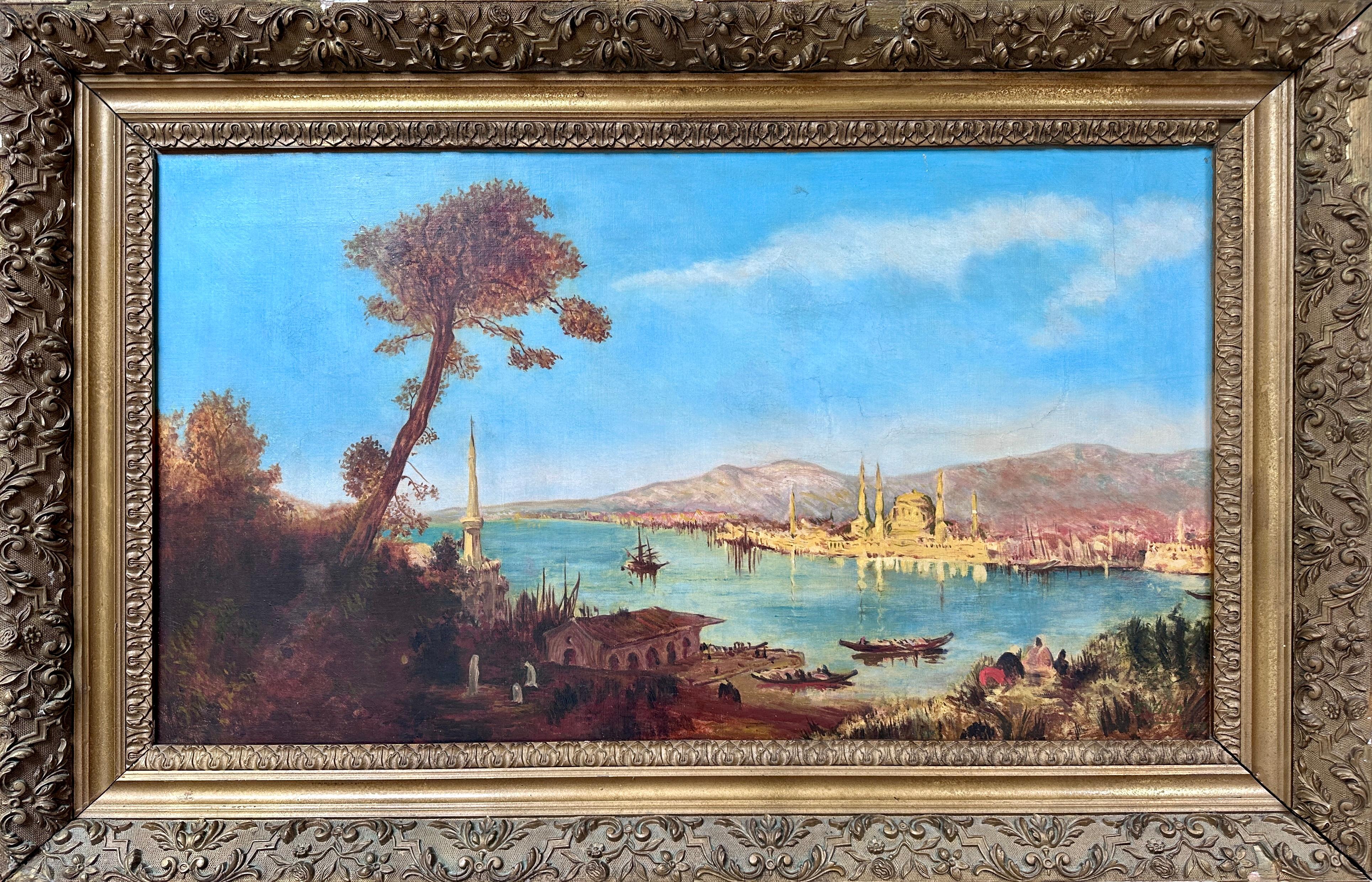 Vista di Istanbul - Horn d'Oro e Moschea Süleymaniye - Painting di  Émile Willaey
