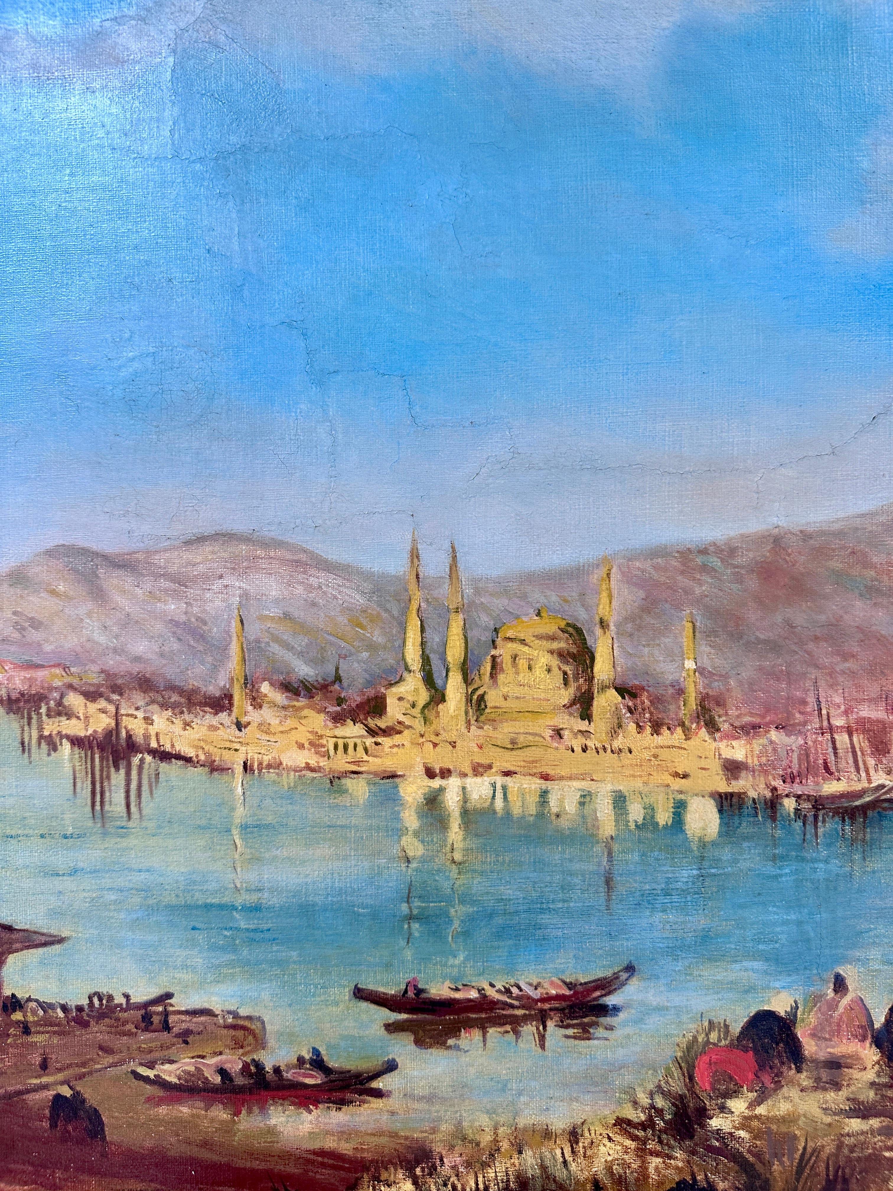 Scuola Orientalista
Attribuito a Émile Willaey (1880-1963)

Titolo Vista di Istanbul - Horn d'Oro e Moschea di Süleymaniye
Data 1910

Medium Olio su tela
Dimensioni 50 × 89 cm (tela)

Firma in basso a destra: 