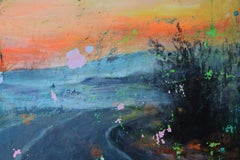 At Sunset ... Before Sunrise - Acrylic Painting Blue Red Grey Yellow White Black