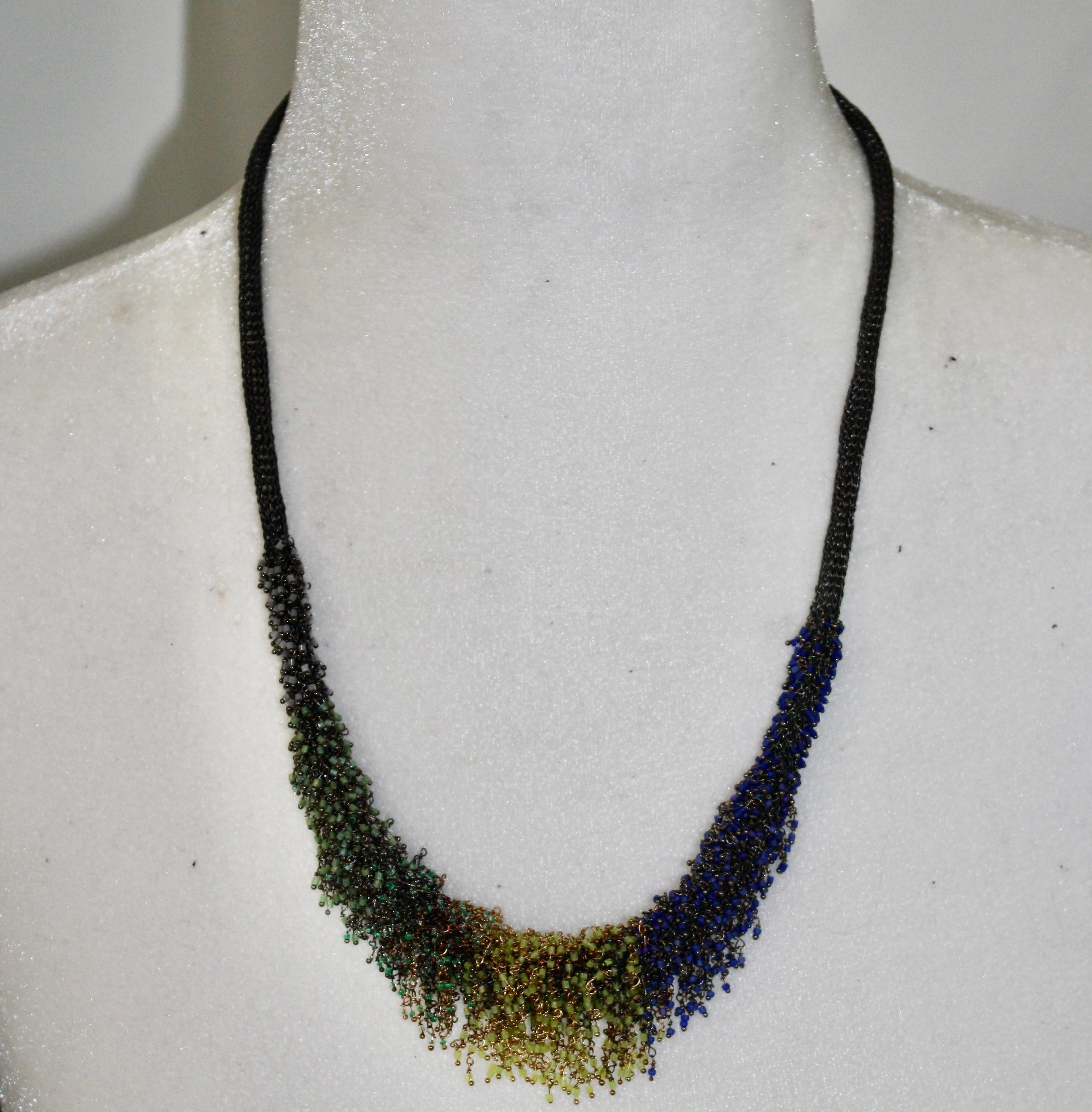 Artisan Milena Zu Blue and Green Swarovski Beads Necklace
