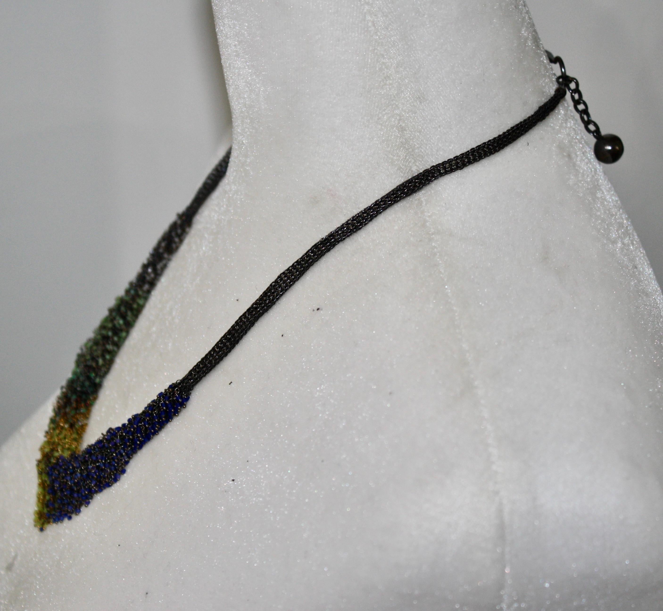Milena Zu Blue and Green Swarovski Beads Necklace In New Condition In Virginia Beach, VA