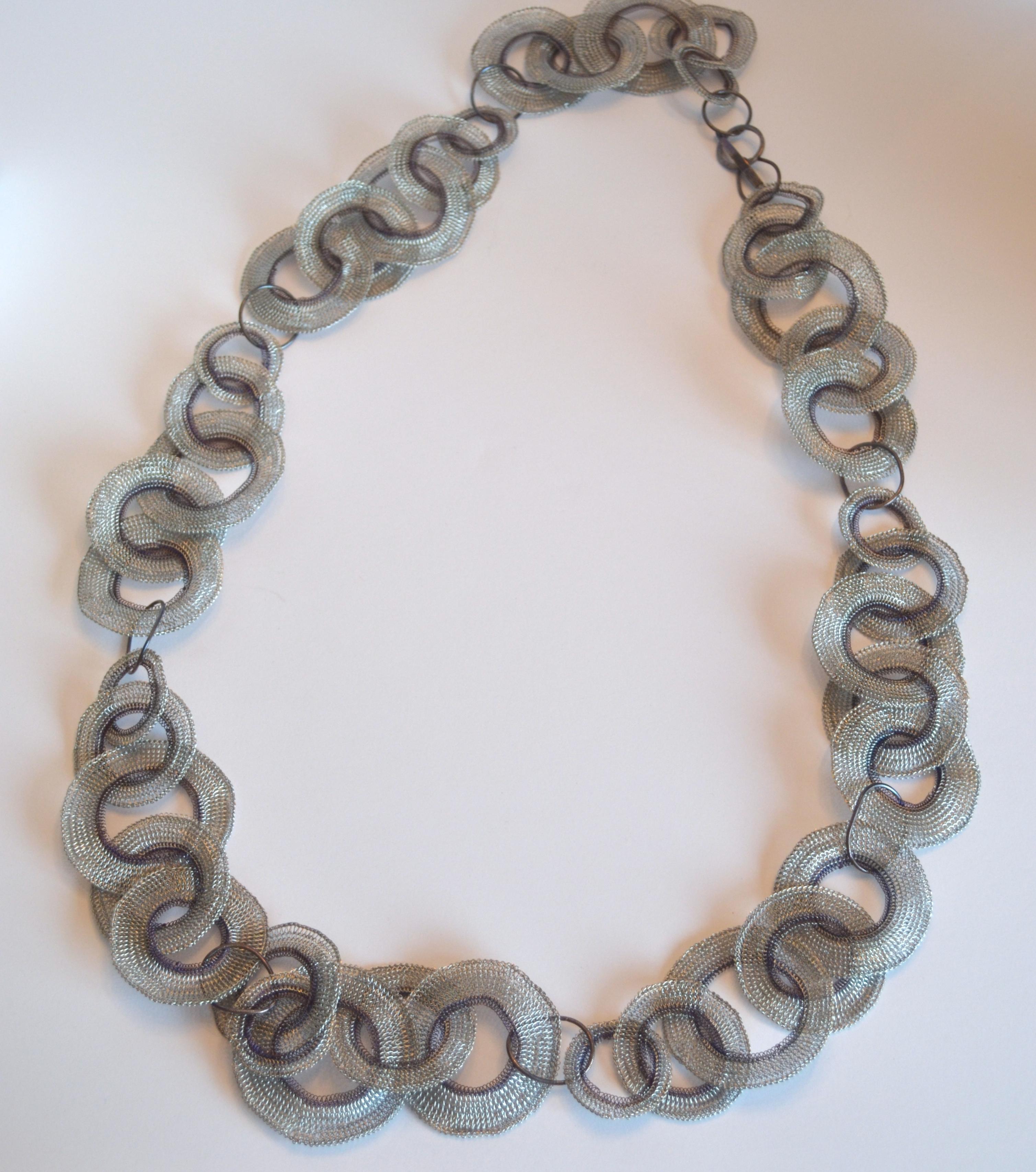 Chain style mesh necklace dipped in sterling silver from Milena Zu. 