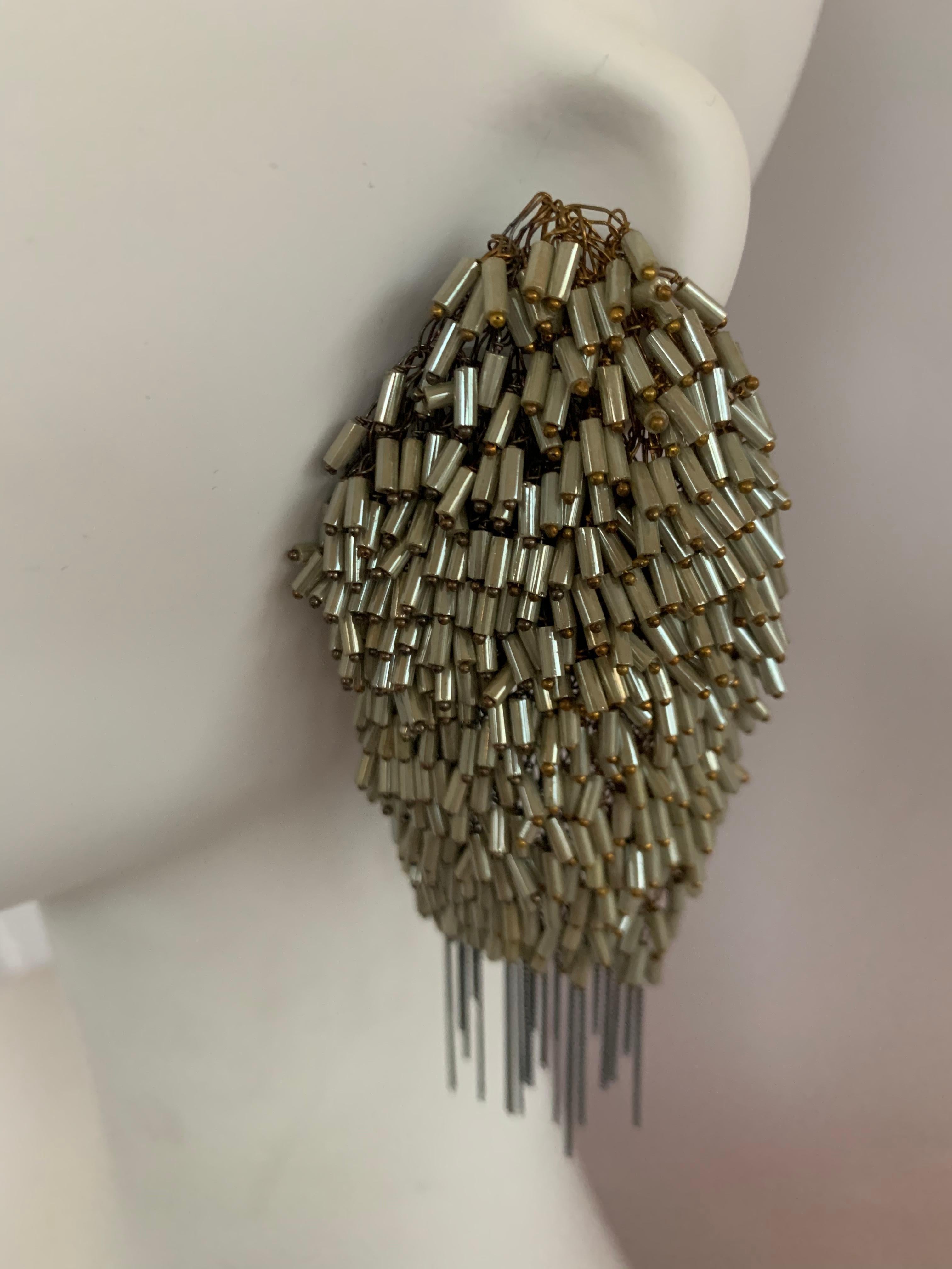 Orecchini a clip con perline in metallo intrecciato di Milena Zu In condizioni Nuovo in vendita a Virginia Beach, VA