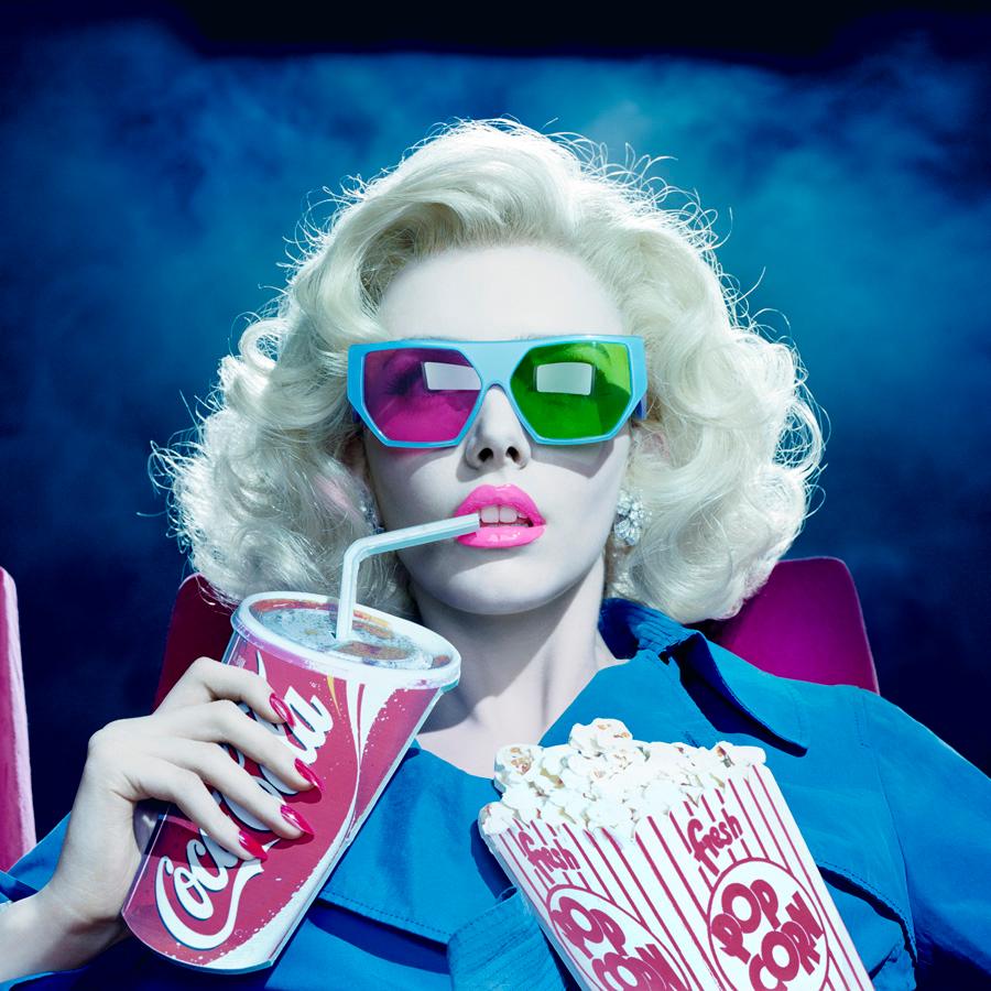 3-D, 2010 - Miles Aldridge (Colour Photography)
Signed and numbered on reverse
C-type print
32 x 32 inches
Edition of 10 + 2 AP

Miles Aldridge’s singular aesthetic is characterised by the use of vibrant hues and elaborately styled sets through