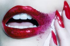 Cabaret #1 – Miles Aldridge, colour, red, glitter, mouth, lips, finger, woman