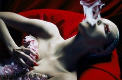 Cabaret #4 – Miles Aldridge, woman, make up, fashion, contemporary, red, smoke
