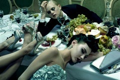 Dinner Party #3  – Miles Aldridge, Woman, Fashion, Erotic, Model, Flowers, Food