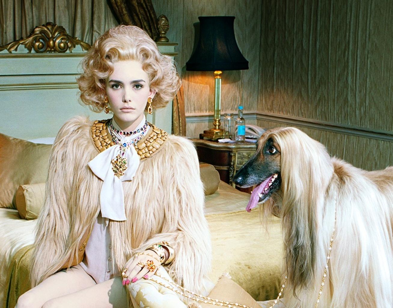 Dog Lady #1  – Miles Aldridge, Woman, Fashion, Glamour, Dog, Hotel Room, Animal For Sale 1